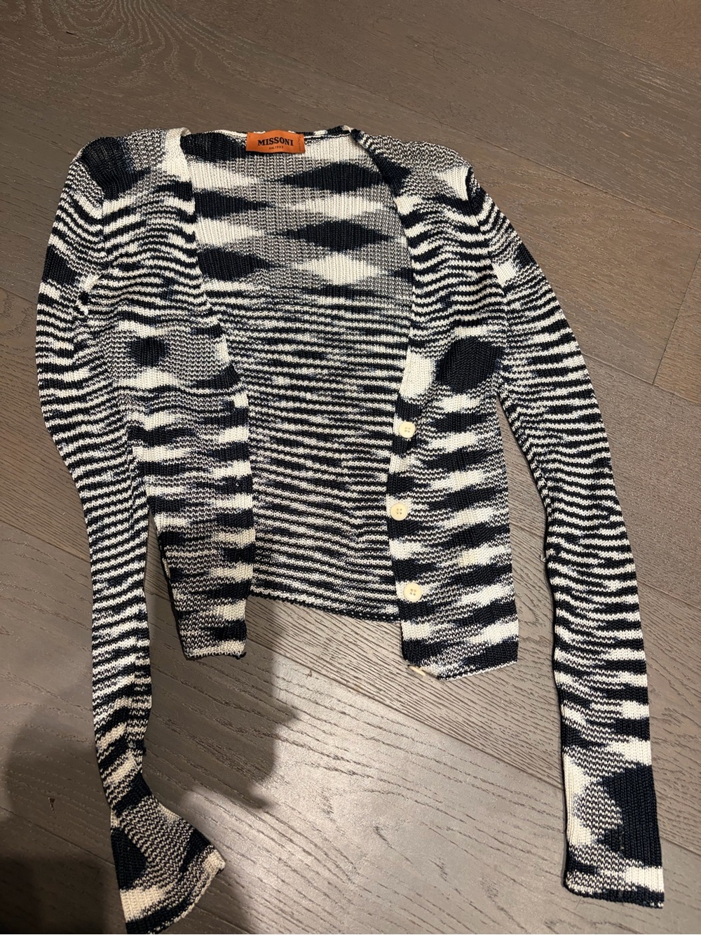 Missoni Black & White Wave-Stripe Knit Cardigan
